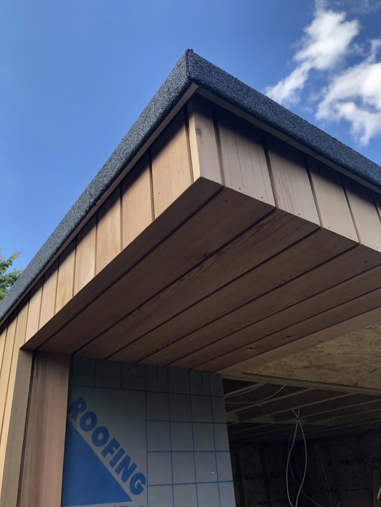 Garden Office Ashtead cedar cladding overhang